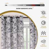 Leaves Machine Washable Room Darkening Blackout Curtains 4 Pieces